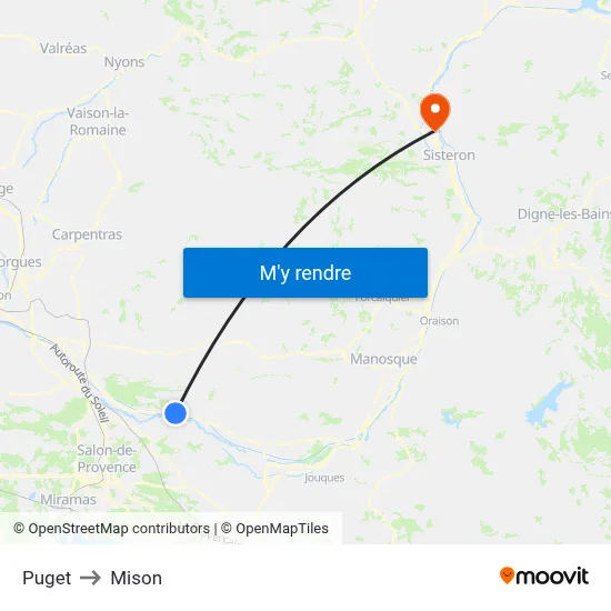 Puget to Mison map