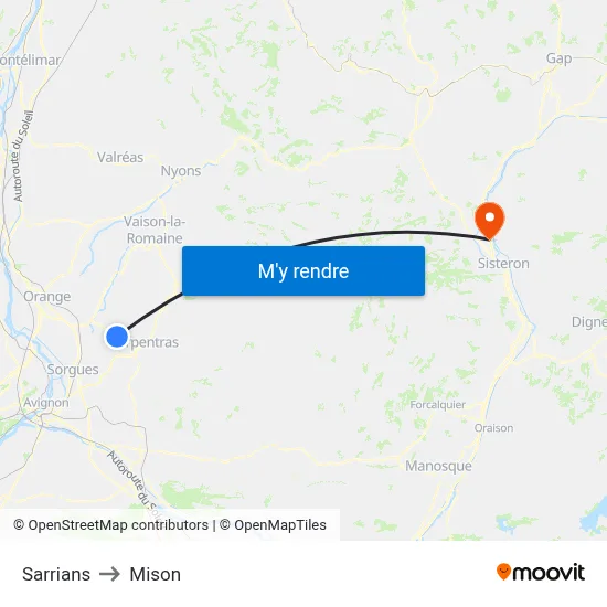 Sarrians to Mison map