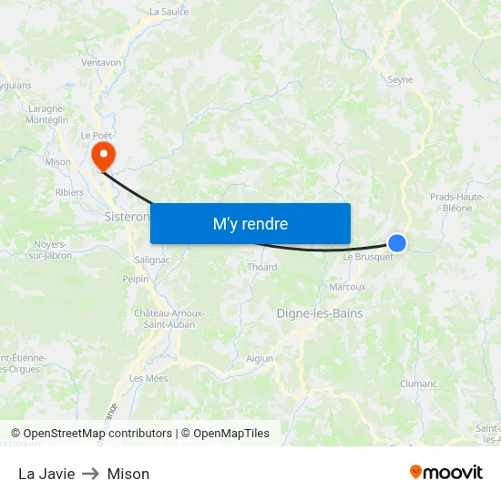 La Javie to Mison map