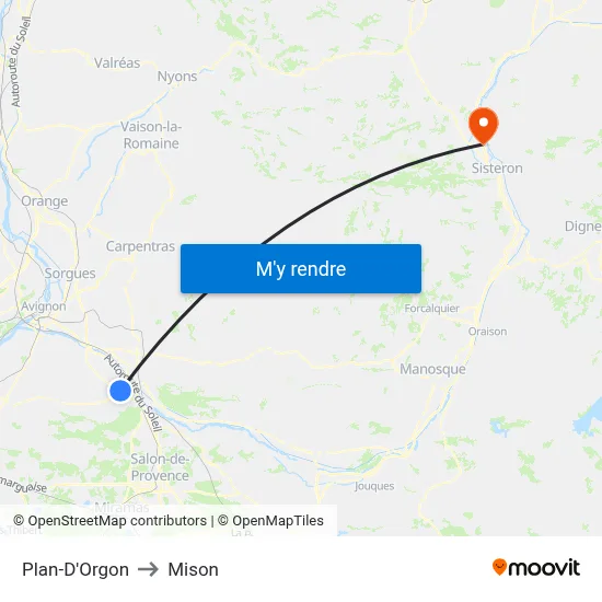 Plan-D'Orgon to Mison map