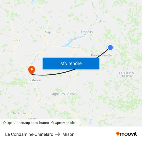 La Condamine-Châtelard to Mison map