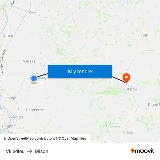 Villedieu to Mison map