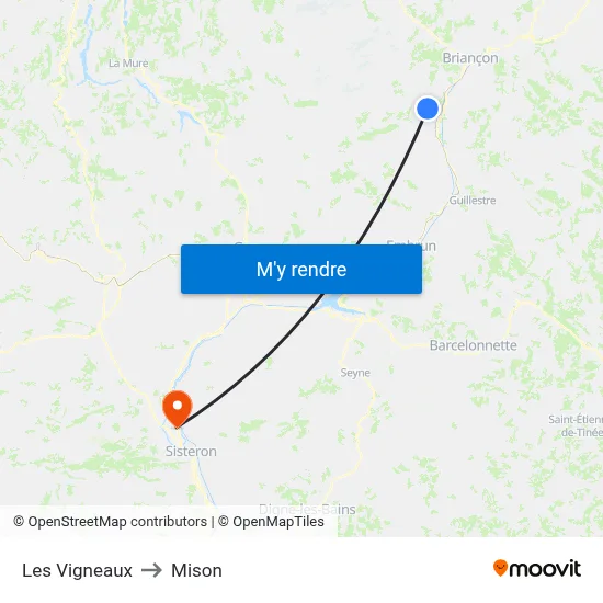 Les Vigneaux to Mison map