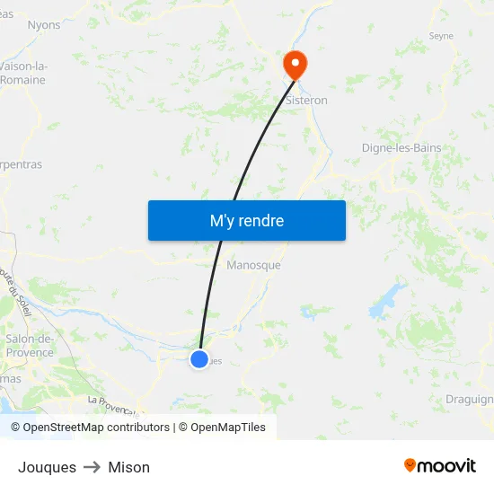 Jouques to Mison map