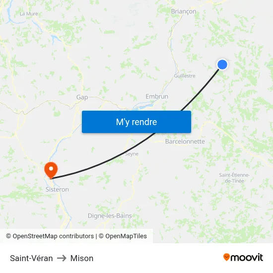 Saint-Véran to Mison map