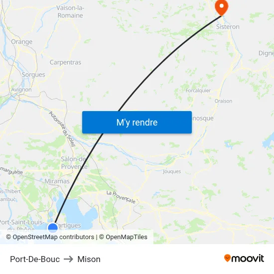 Port-De-Bouc to Mison map