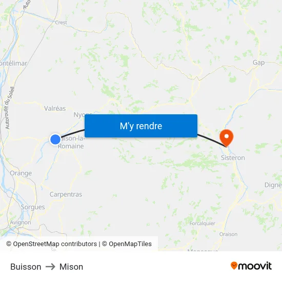 Buisson to Mison map