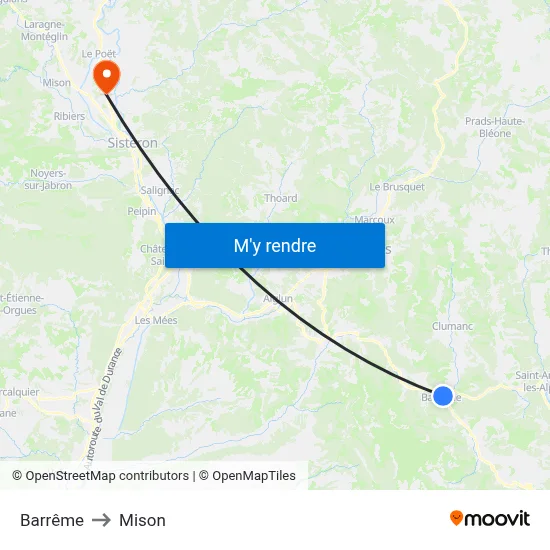 Barrême to Mison map