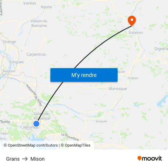 Grans to Mison map