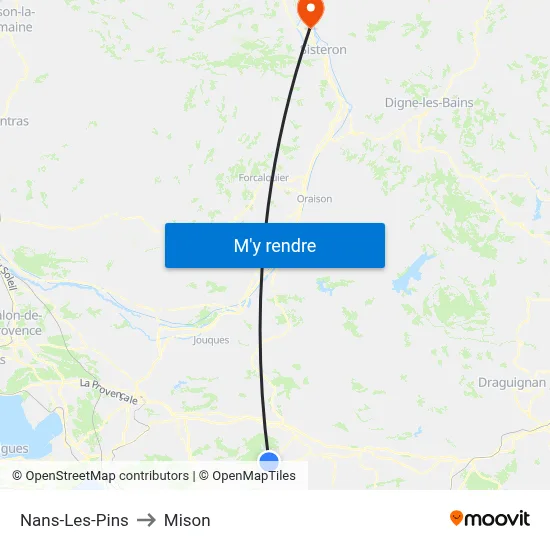 Nans-Les-Pins to Mison map