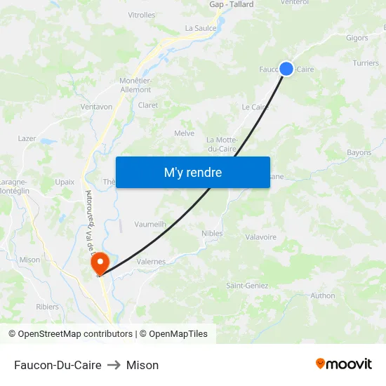 Faucon-Du-Caire to Mison map
