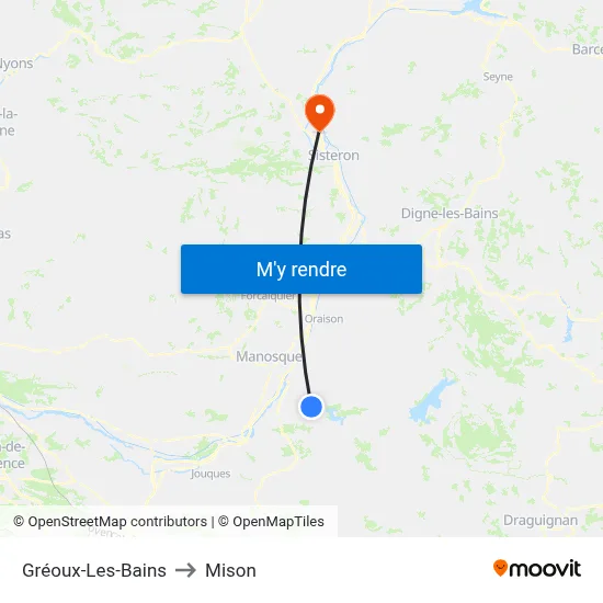 Gréoux-Les-Bains to Mison map