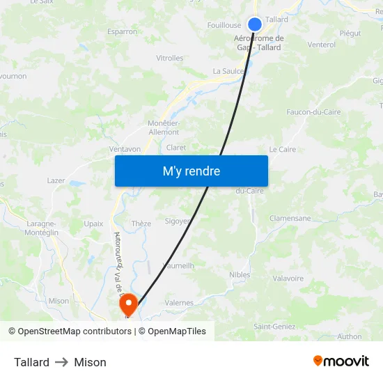 Tallard to Mison map