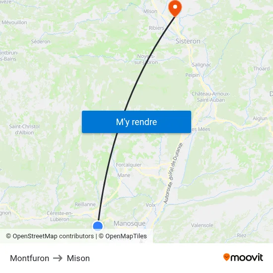 Montfuron to Mison map
