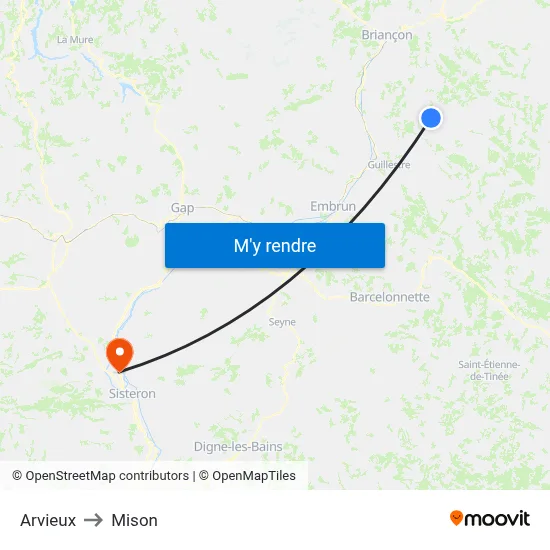 Arvieux to Mison map