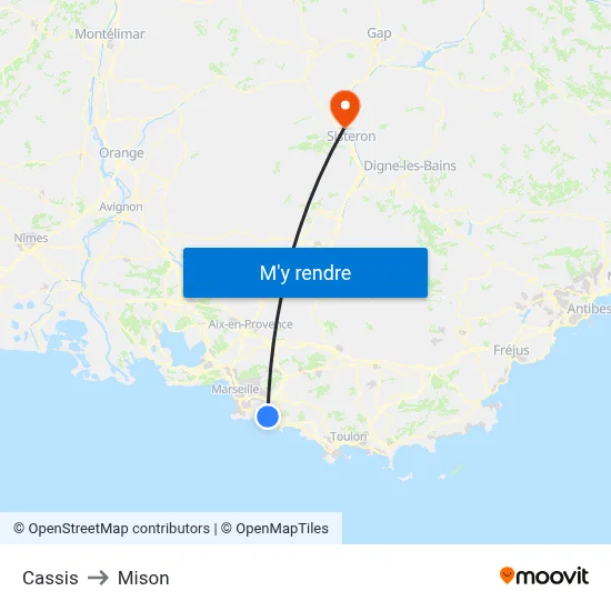 Cassis to Mison map