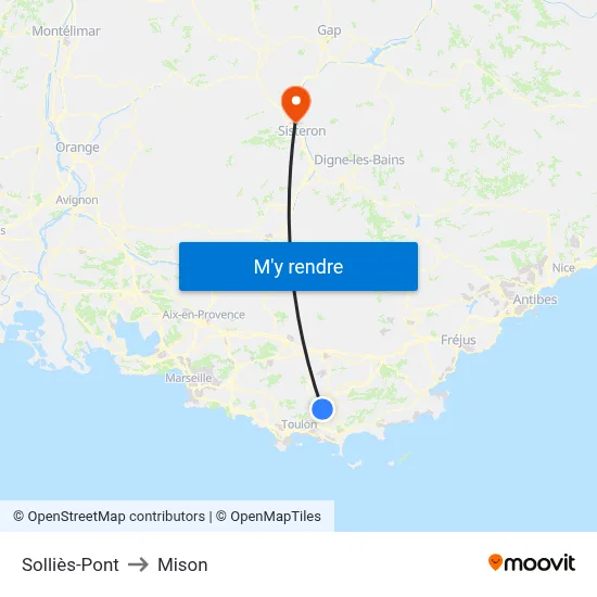 Solliès-Pont to Mison map