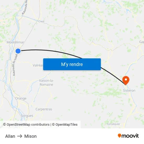 Allan to Mison map