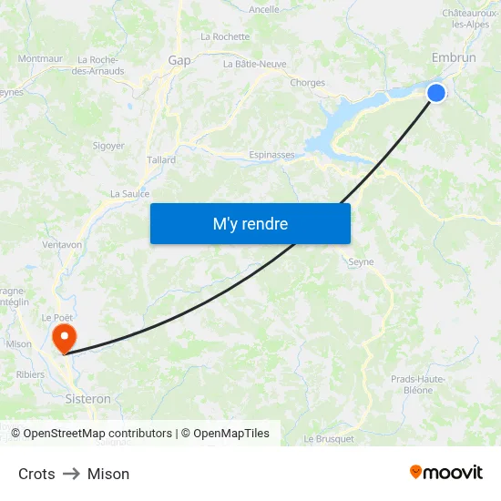 Crots to Mison map
