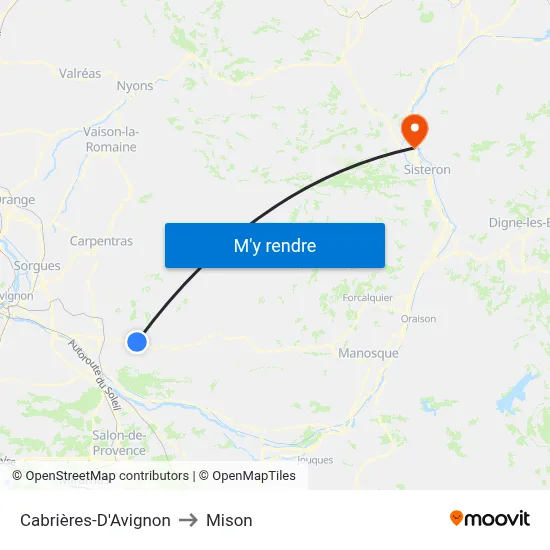 Cabrières-D'Avignon to Mison map