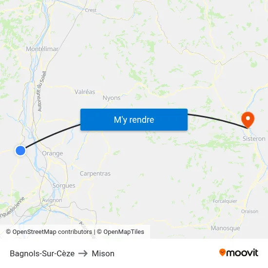 Bagnols-Sur-Cèze to Mison map
