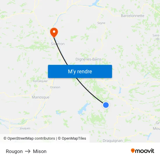 Rougon to Mison map