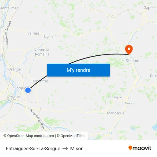 Entraigues-Sur-La-Sorgue to Mison map