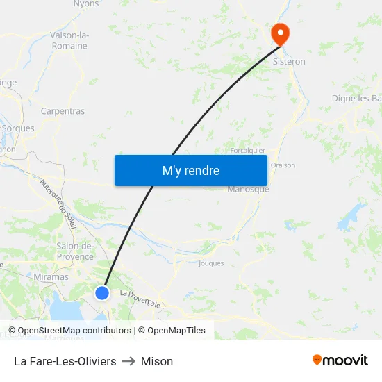 La Fare-Les-Oliviers to Mison map