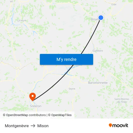 Montgenèvre to Mison map