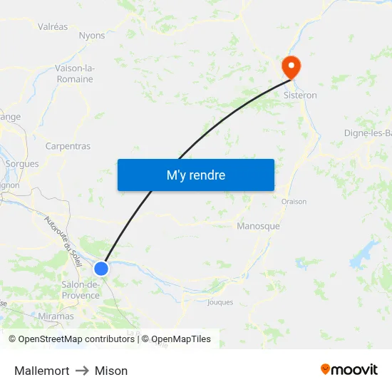 Mallemort to Mison map