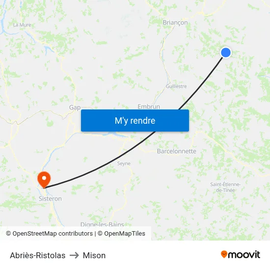 Abriès-Ristolas to Mison map
