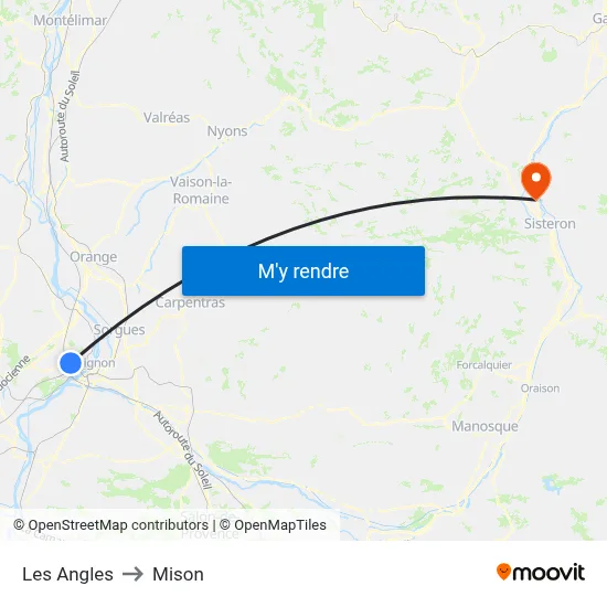 Les Angles to Mison map