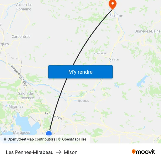 Les Pennes-Mirabeau to Mison map