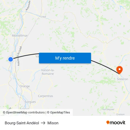Bourg-Saint-Andéol to Mison map