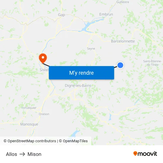 Allos to Mison map