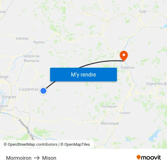 Mormoiron to Mison map