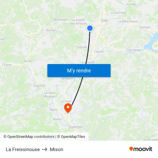 La Freissinouse to Mison map