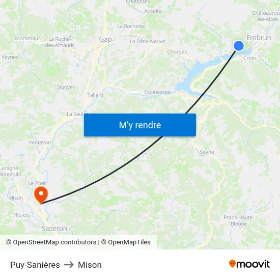 Puy-Sanières to Mison map