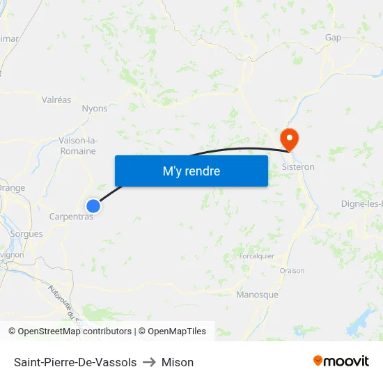 Saint-Pierre-De-Vassols to Mison map