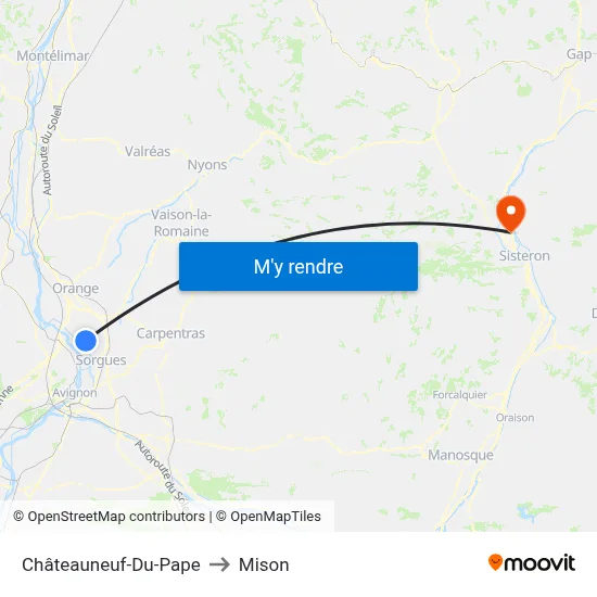 Châteauneuf-Du-Pape to Mison map
