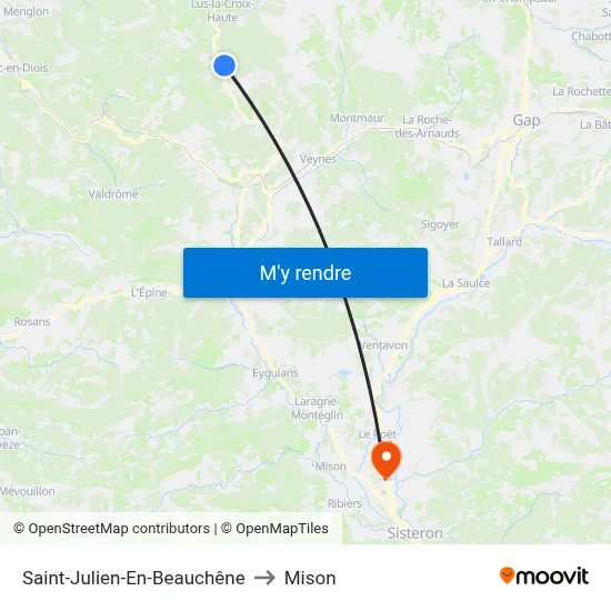 Saint-Julien-En-Beauchêne to Mison map