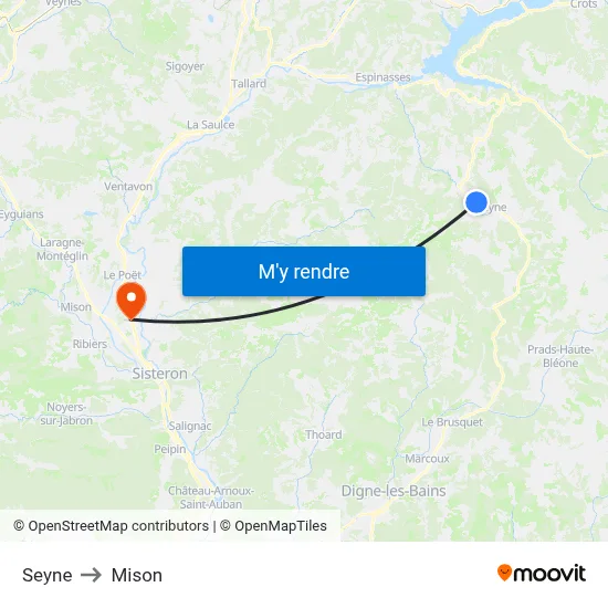 Seyne to Mison map