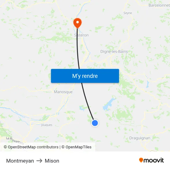Montmeyan to Mison map