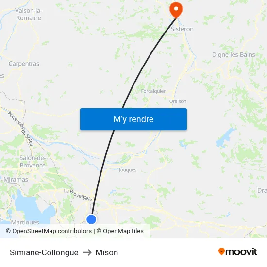 Simiane-Collongue to Mison map