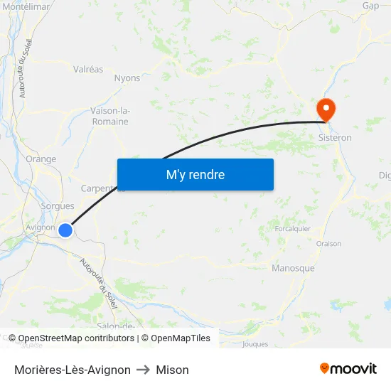Morières-Lès-Avignon to Mison map