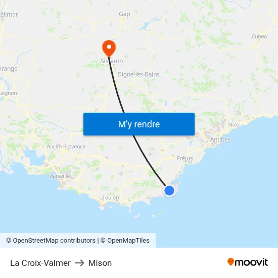 La Croix-Valmer to Mison map