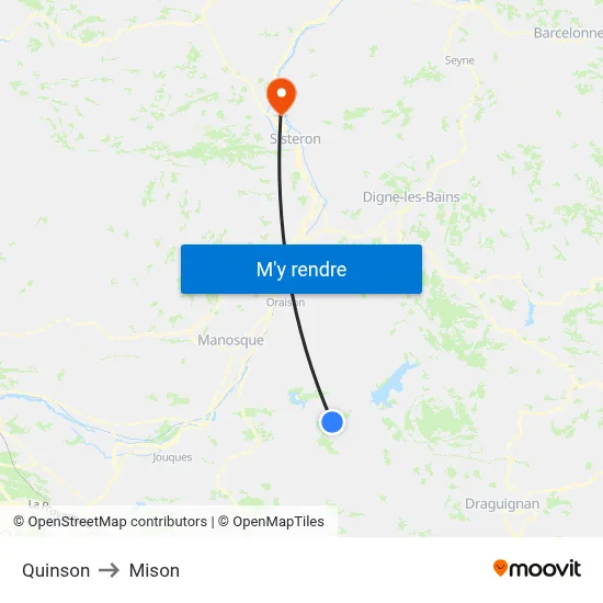 Quinson to Mison map