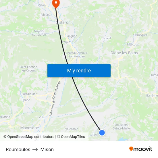 Roumoules to Mison map