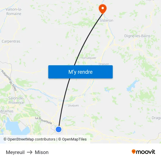 Meyreuil to Mison map