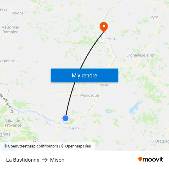 La Bastidonne to Mison map